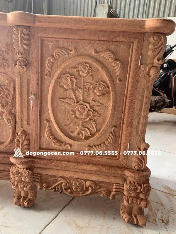 Kệ tivi louis hoa hồng đục tay gỗ hương đá 5 Kệ tivi louis hoa hồng đục tay gỗ hương đá
