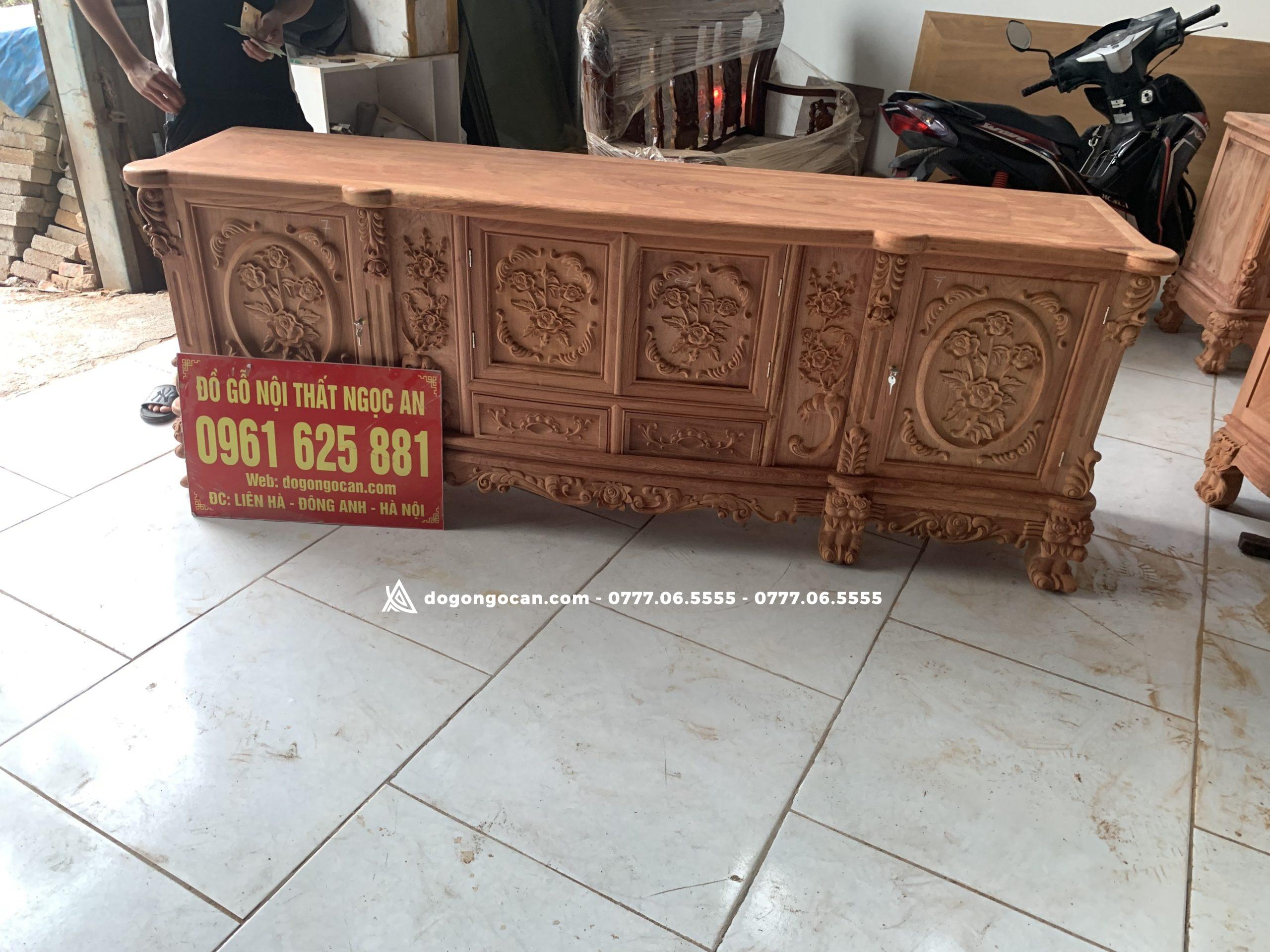 Kệ tivi louis hoa hồng đục tay gỗ hương đá 7 Kệ tivi louis hoa hồng đục tay gỗ hương đá