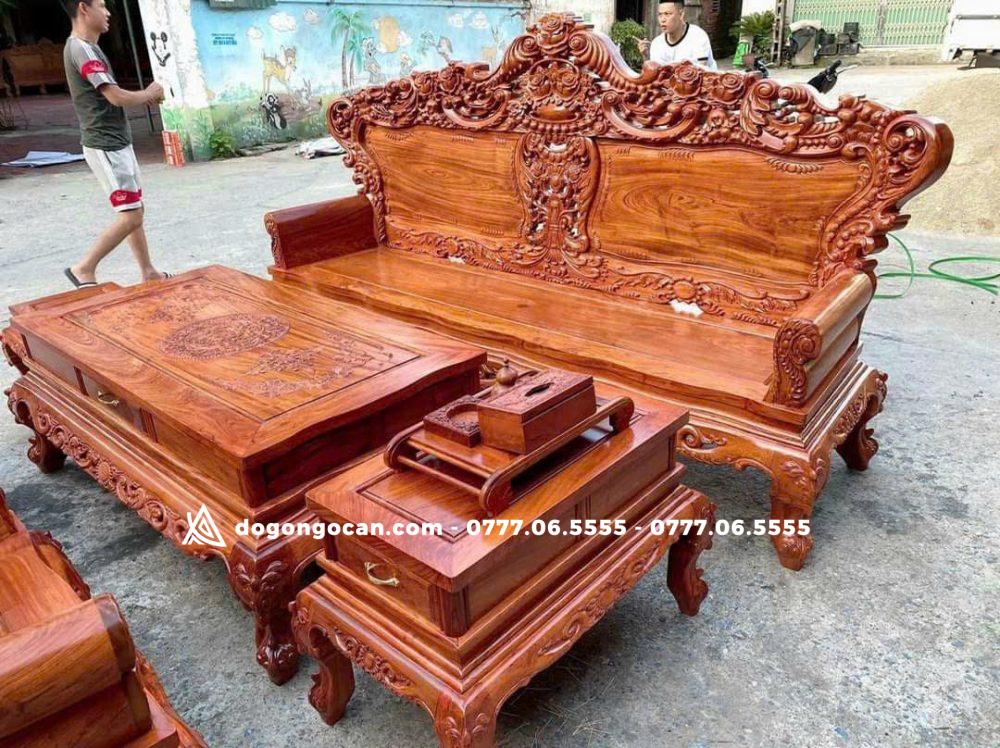 Bộ bàn ghế hoàng gia gỗ hương đá nam phi chân 12 5 Bộ bàn ghế hoàng gia gỗ hương đá nam phi chân 12
