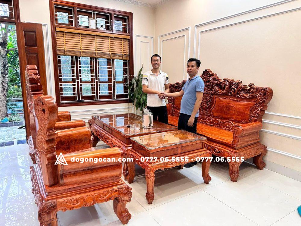 Bộ bàn ghế Hoàng Gia tân cổ điển tay liền khối chân 14 gỗ hương đá (Chú Minh, Vĩnh Phúc) 1 Import placeholder for 6033