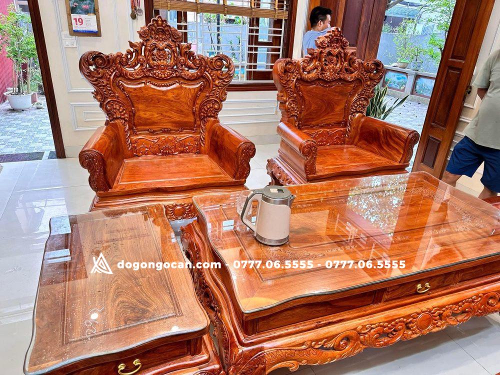 Bộ bàn ghế Hoàng Gia tân cổ điển tay liền khối chân 14 gỗ hương đá (Chú Minh, Vĩnh Phúc) 5 Bộ bàn ghế Hoàng Gia tân cổ điển tay liền khối chân 14 gỗ hương đá (Chú Minh, Vĩnh Phúc)