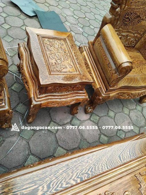 Bộ Ghế Hoàng Gia Gỗ Mun Đuôi Công Khuôn 4cm ván 2cm chân 12