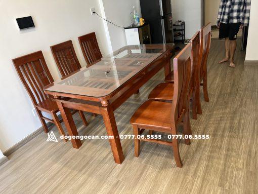 Bộ Bàn Ghế Ăn 2 Tầng gỗ trẹo