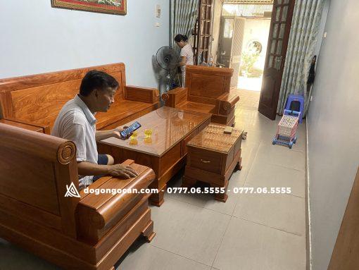 Bộ sofa pháo gỗ hương đá hàng lựa gỗ chọn vân cực đẹp