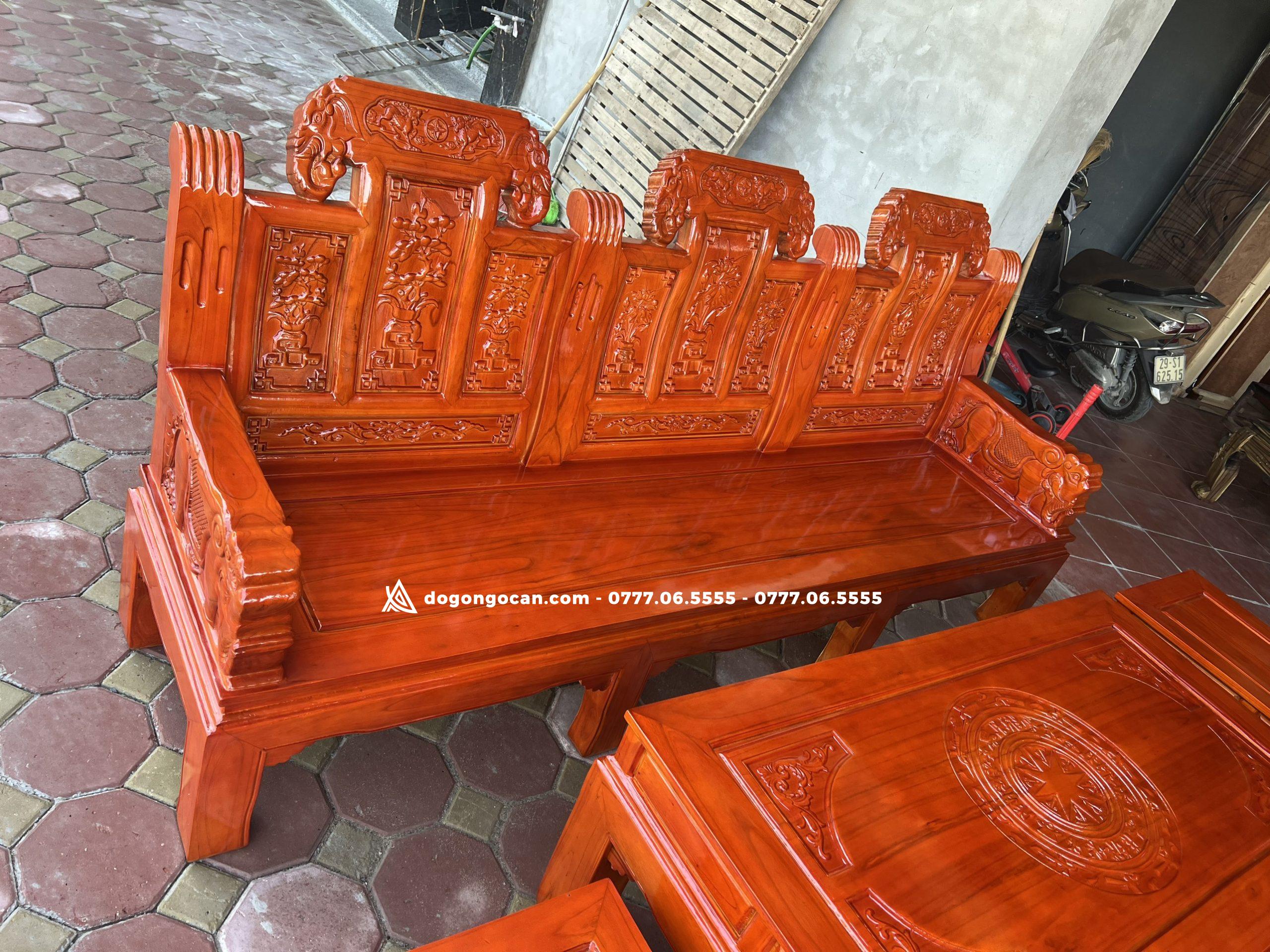 Bộ Bàn Ghế Phòng Khách Chương Voi Tay Đặc Chất Liệu Gỗ xoan ta 4 Bộ Bàn Ghế Phòng Khách Chương Voi Tay Đặc Chất Liệu Gỗ xoan ta
