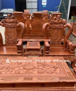 Bộ bàn ghế nghê đỉnh vách đục tam sư cột 12 9 Bộ bàn ghế nghê đỉnh vách đục tam sư cột 12