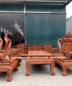 Bộ bàn ghế nghê đỉnh vách đục tam sư cột 12 11 Bộ bàn ghế nghê đỉnh vách đục tam sư cột 12