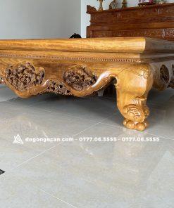 Sập chân quỳ gỗ gõ đỏ nam phi đục ba bông 1m8 * 2m2 ( Chị Yến – Hải Phòng )