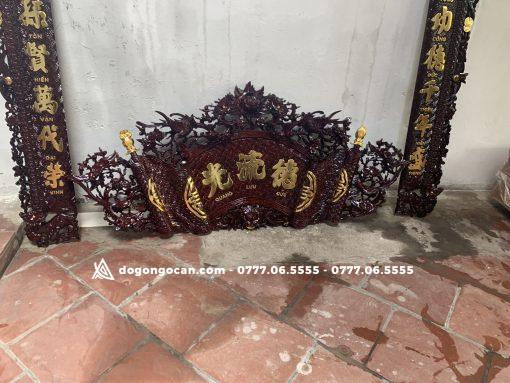 Cuốn Thư Câu Đối Gỗ Gụ Lào Màu Chín Mận