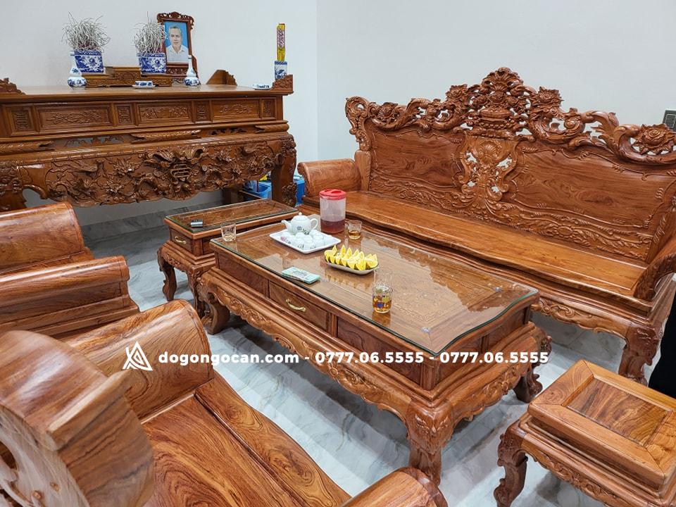 Bộ bàn ghế hoàng gia vương miệng chân 12 gỗ hương đá nam phi 4 Bộ bàn ghế hoàng gia vương miệng chân 12 gỗ hương đá nam phi