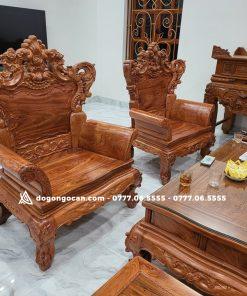 Bộ bàn ghế hoàng gia vương miệng chân 12 gỗ hương đá nam phi
