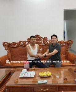 Bộ bàn ghế hoàng gia vương miệng chân 12 gỗ hương đá nam phi