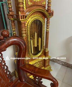 Cây Đồng Hồ Tứ Trụ Dát Vàng Gỗ Hương Đá Nam Phi