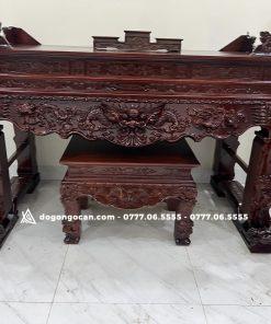 Sập Thờ Tứ Linh Gỗ Sồi Nga chân 18 cao cấp màu chín mận