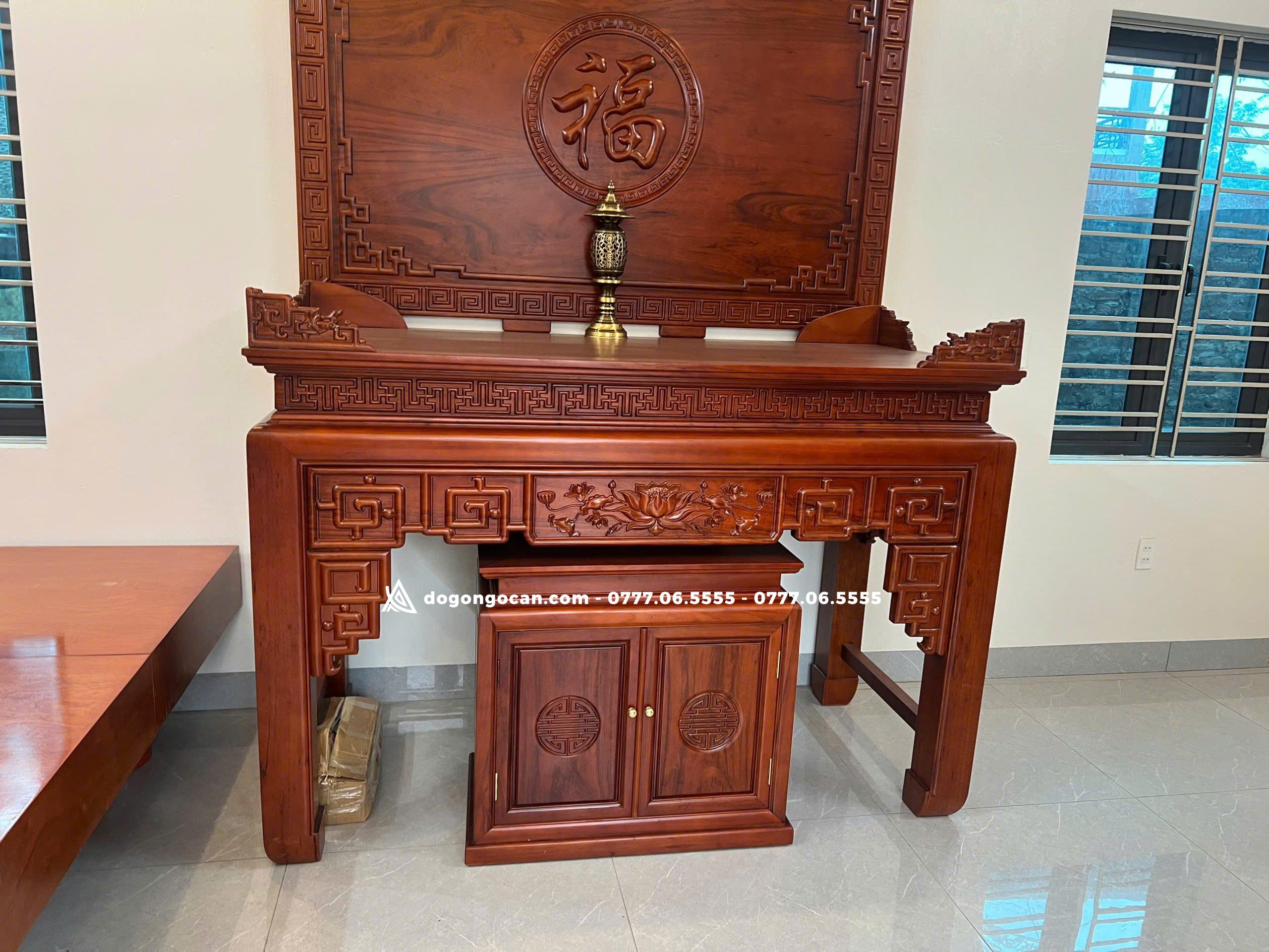 Bàn Thờ Cặp Gỗ Hương Đá 1m75 Có Tủ Dưới 2 Bàn Thờ Cặp Gỗ Hương Đá 1m75 Có Tủ Dưới