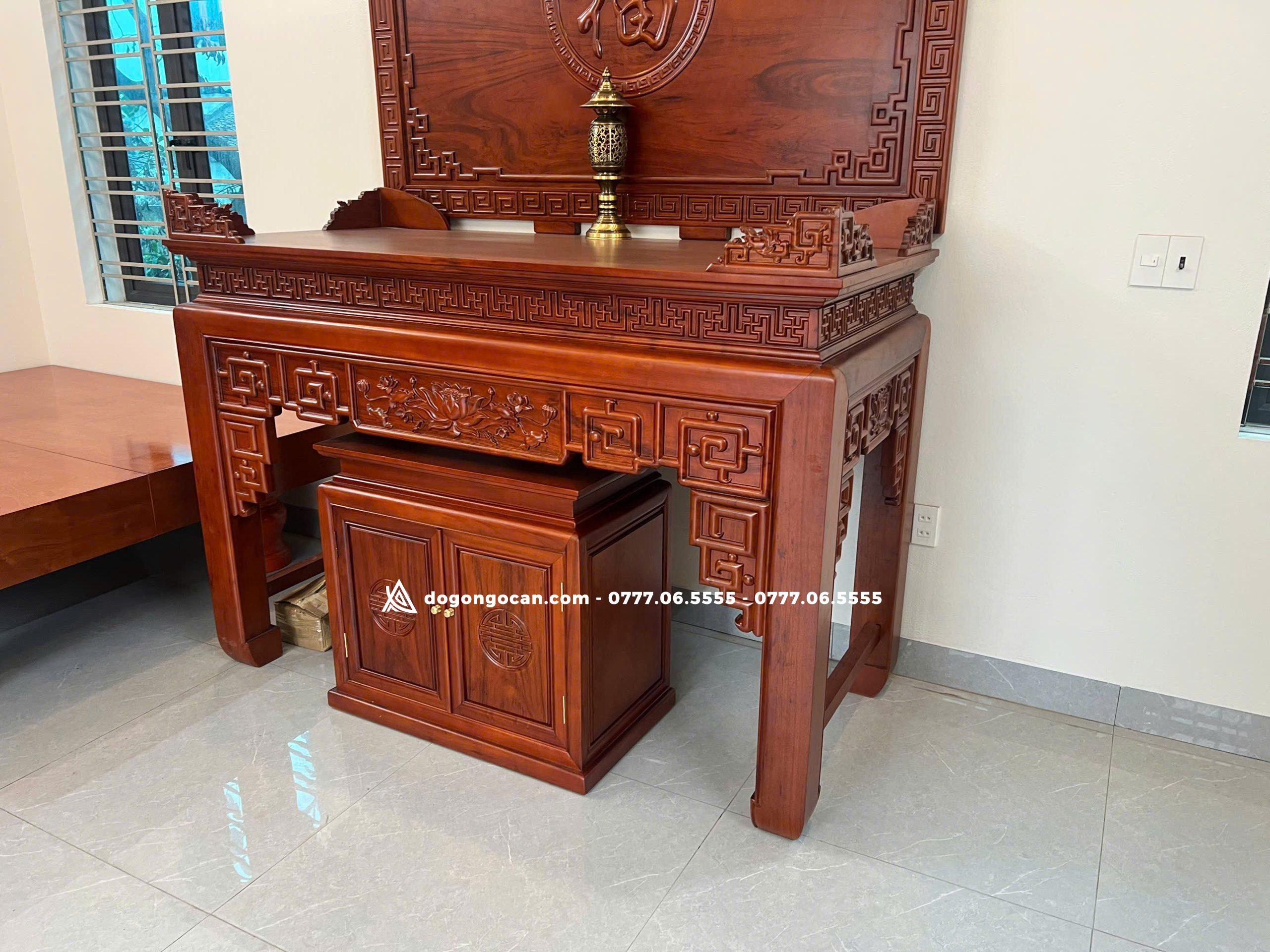 Bàn Thờ Cặp Gỗ Hương Đá 1m75 Có Tủ Dưới 5 Bàn Thờ Cặp Gỗ Hương Đá 1m75 Có Tủ Dưới