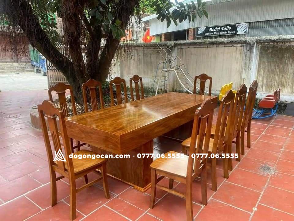Bộ bàn ghế phòng ăn đóng hộp gỗ hương xám 10 ghế (Anh Tiến - Hải Phòng) 2 Bộ bàn ghế phòng ăn đóng hộp gỗ cẩm vàng kèm 10 ghế đơn