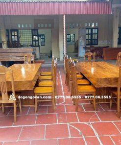 Bộ bàn ghế phòng ăn đóng hộp gỗ cẩm vàng kèm 10 ghế đơn 23 Bộ bàn ghế phòng ăn đóng hộp gỗ cẩm vàng kèm 10 ghế đơn