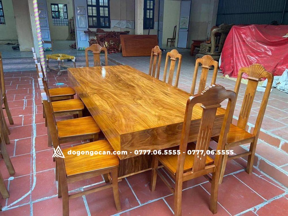 Bộ bàn ghế phòng ăn đóng hộp gỗ cẩm vàng kèm 10 ghế đơn 12 Bộ bàn ghế phòng ăn đóng hộp gỗ cẩm vàng kèm 10 ghế đơn