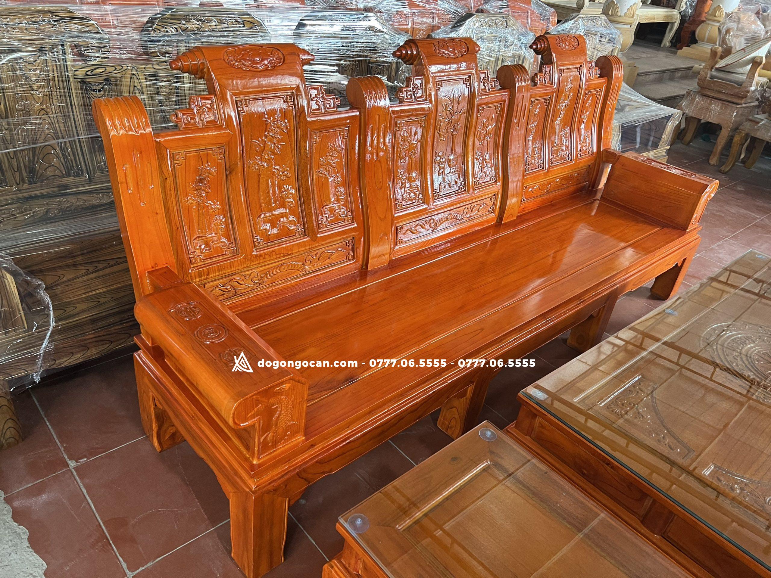 Bộ bàn ghế phòng khách gỗ xoan ta âu á hộp chương cuốn thư 7 Bộ bàn ghế phòng khách gỗ xoan ta âu á hộp chương cuốn thư