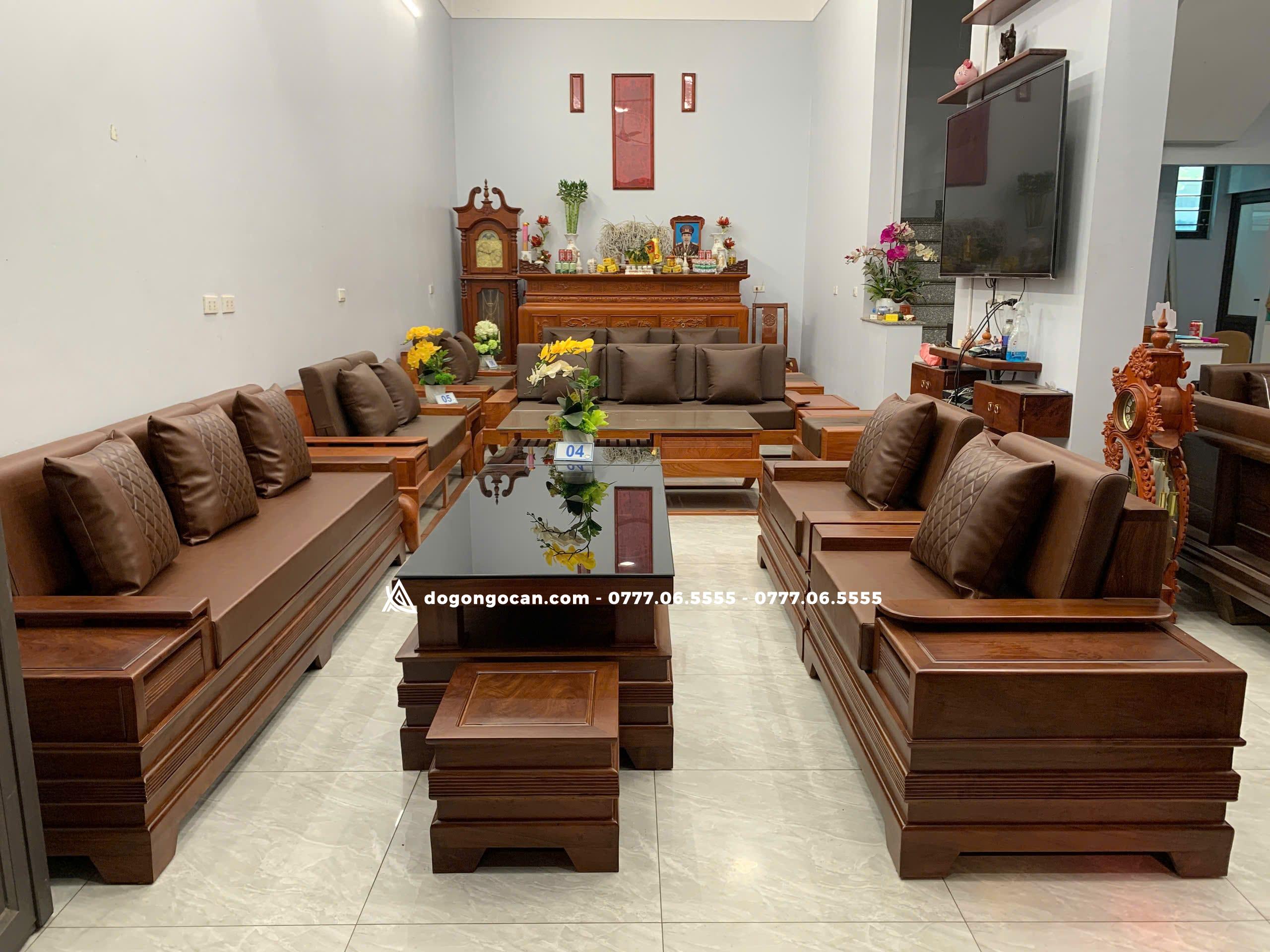 Bộ bàn Sofa chân pháo cánh tiên gỗ hương đá mẫu đối 3 Bộ bàn Sofa chân pháo cánh tiên gỗ hương đá mẫu đối