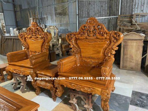 Siêu Phẩm Louis Hoàng gia chân 14 tay đặc nguyên khối gỗ gõ đỏ