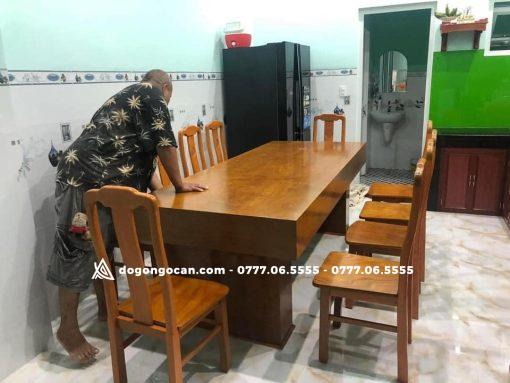 Bộ bàn ghế phòng ăn đóng hộp gỗ cẩm vàng kèm 10 ghế đơn