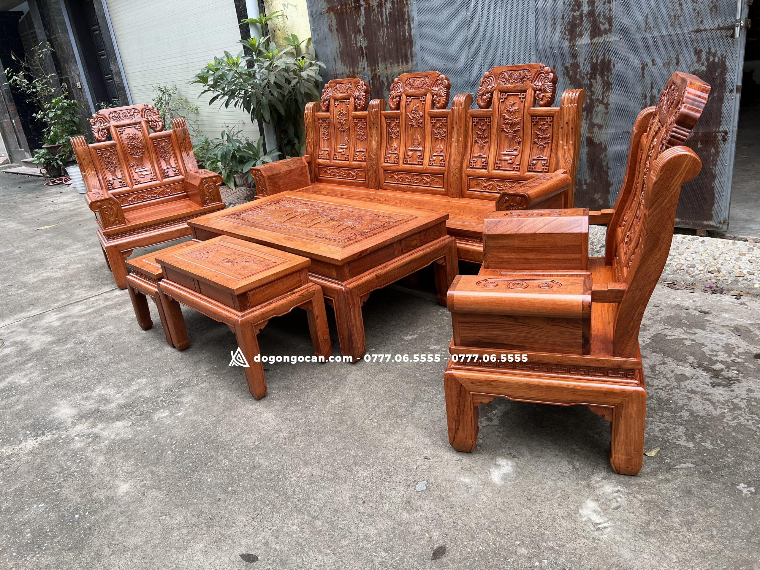 Bộ Bàn Ghế Âu Á Chương Voi vách tứ quý 6 món gỗ hương đá siêu dày dặn 1 Import placeholder for 5487