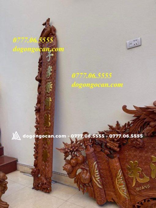 Bộ Cuốn Thư Câu Đối Gỗ Hương Đá Nam Phi 1m97 ( dát vàng đài loan )