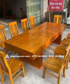 Bộ bàn ghế phòng ăn đóng hộp gỗ cẩm vàng kèm 10 ghế đơn