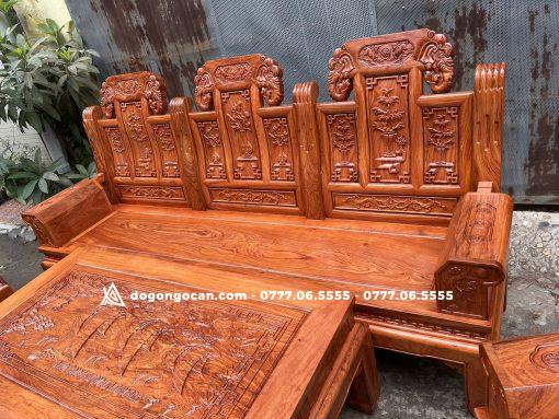 Bộ Bàn Ghế Âu Á Chương Voi vách tứ quý 6 món gỗ hương đá siêu dày dặn