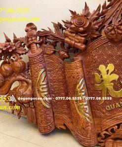 Bộ Cuốn Thư Câu Đối Gỗ Hương Đá Nam Phi 1m97 ( dát vàng đài loan )