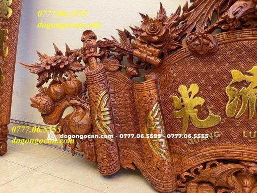 Bộ Cuốn Thư Câu Đối Gỗ Hương Đá Nam Phi 1m97 ( dát vàng đài loan )