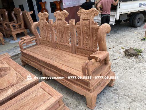 Bộ Bàn ghế tần thủy hoàng chương rồng gỗ hương đá cột 12