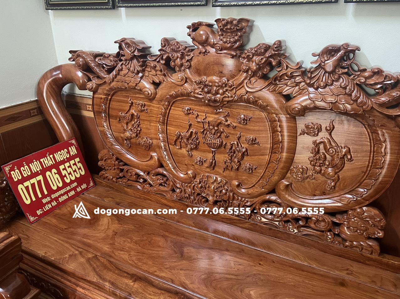 Bộ bàn ghế phòng khách nghê phượng gỗ hương 6 Bộ bàn ghế phòng khách nghê phượng gỗ hương