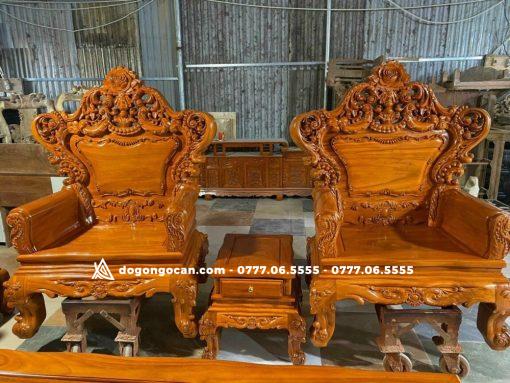 Siêu Phẩm Louis Hoàng gia chân 14 tay đặc nguyên khối gỗ gõ đỏ