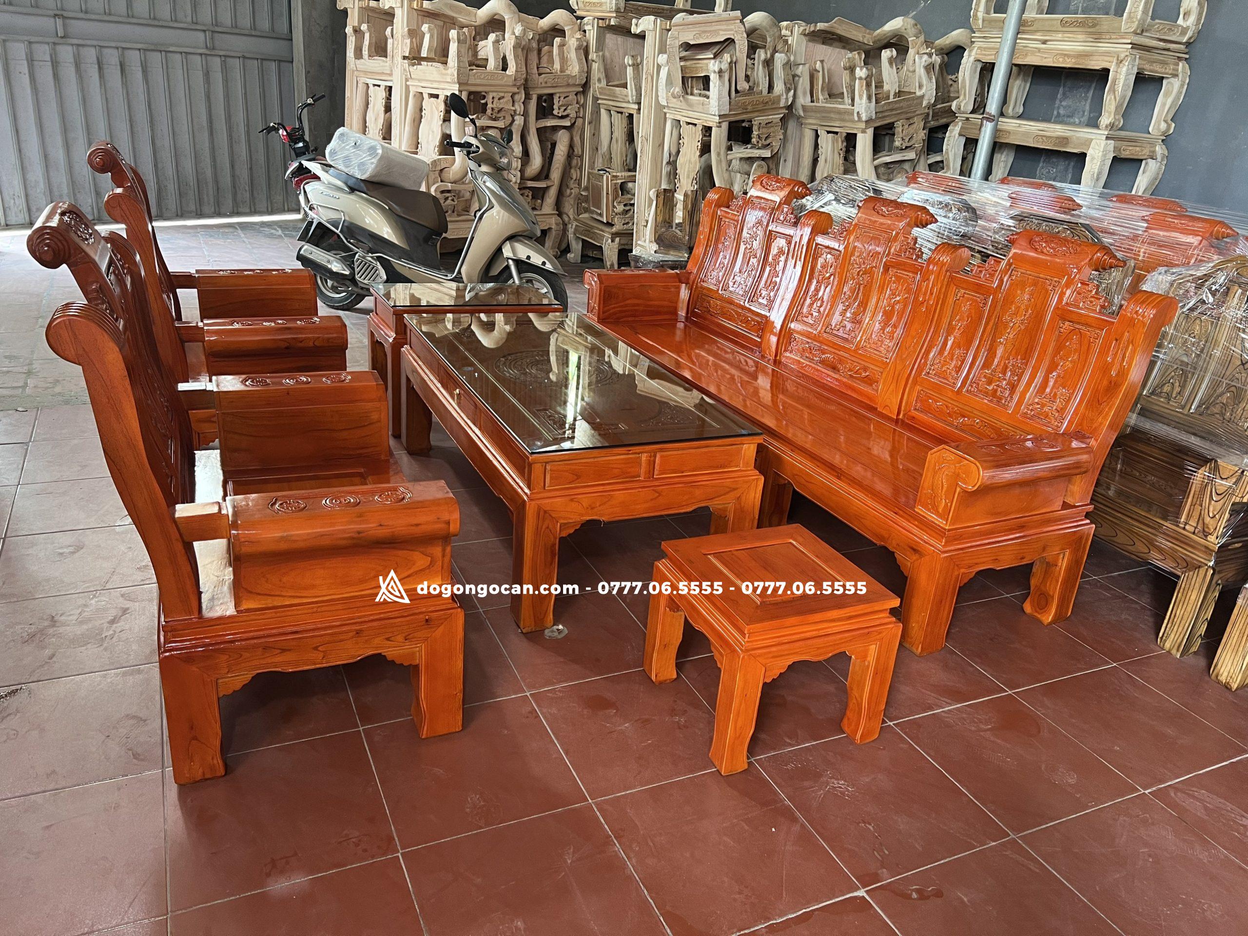 Bộ bàn ghế phòng khách gỗ xoan ta âu á hộp chương cuốn thư 1 Import placeholder for 5019