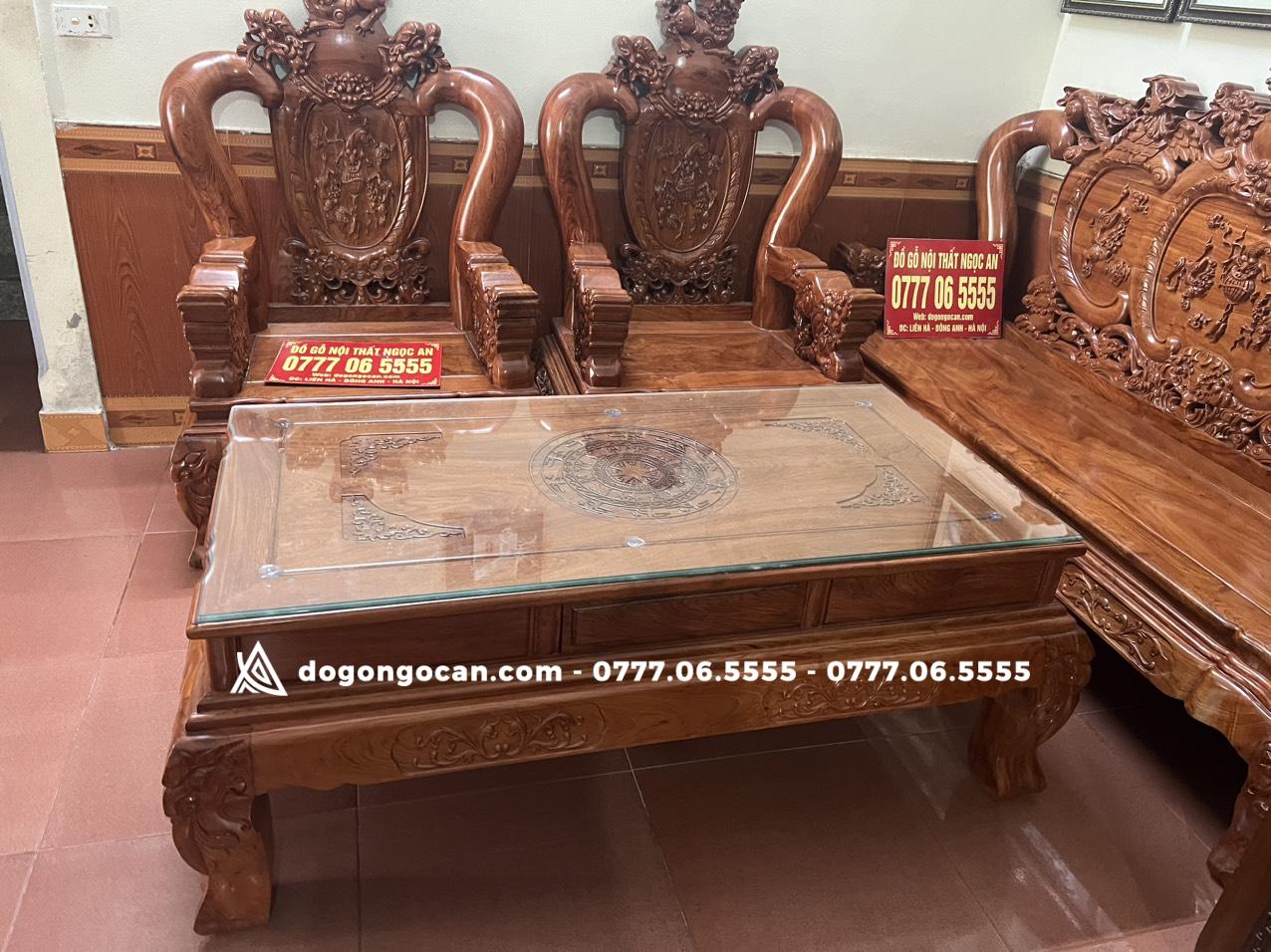 Bộ bàn ghế phòng khách nghê phượng gỗ hương 7 Bộ bàn ghế phòng khách nghê phượng gỗ hương