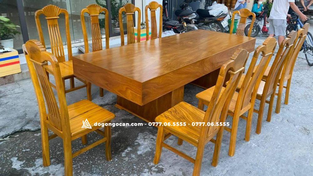 Bộ bàn ghế phòng ăn đóng hộp gỗ hương xám 10 ghế (Anh Tiến - Hải Phòng) 6 Bộ bàn ghế phòng ăn đóng hộp gỗ cẩm vàng kèm 10 ghế đơn