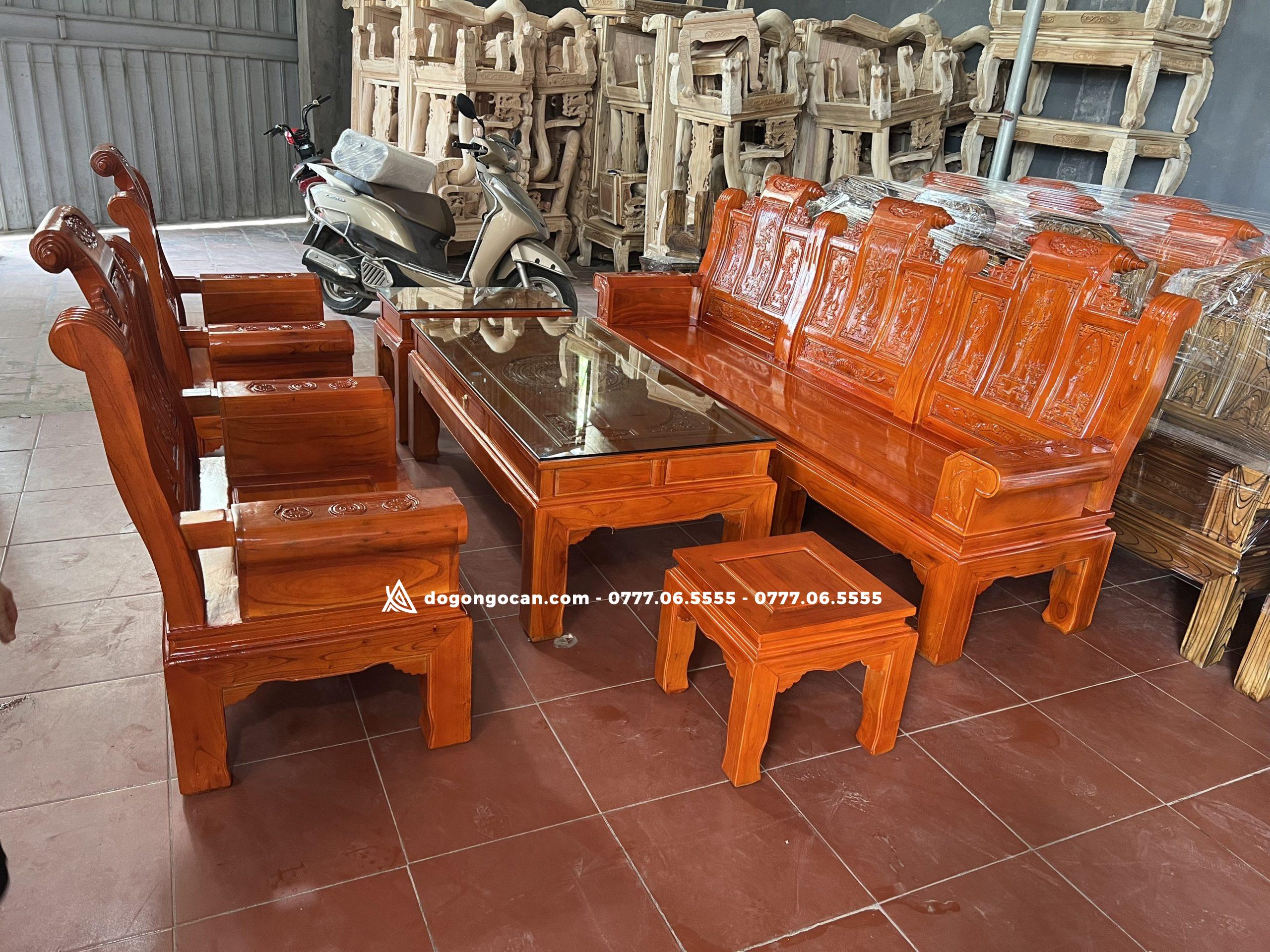 Bộ bàn ghế phòng khách gỗ xoan ta âu á hộp chương cuốn thư 9 Bộ bàn ghế phòng khách gỗ xoan ta âu á hộp chương cuốn thư