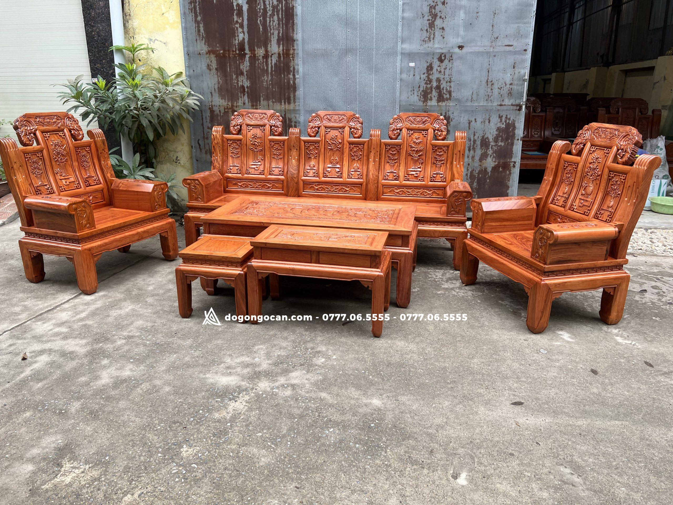 Bộ Bàn Ghế Âu Á Chương Voi vách tứ quý 6 món gỗ hương đá siêu dày dặn 3 Bộ Bàn Ghế Âu Á Chương Voi vách tứ quý 6 món gỗ hương đá siêu dày dặn