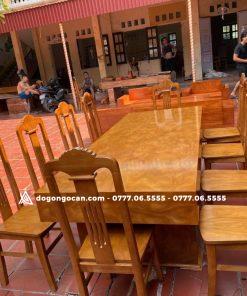 Bộ bàn ghế phòng ăn đóng hộp gỗ cẩm vàng kèm 10 ghế đơn 22 Bộ bàn ghế phòng ăn đóng hộp gỗ cẩm vàng kèm 10 ghế đơn
