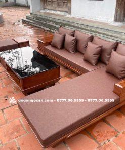 Bộ bàn ghế sofa góc chân thuyền gỗ sồi nga