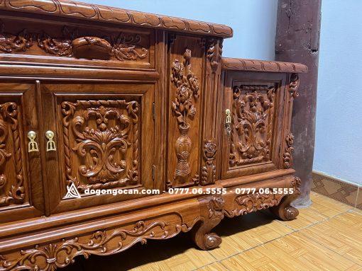 Kệ Hoa Hồng mặt lồi gỗ hương 2m2