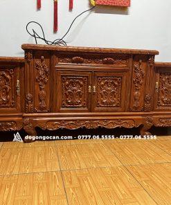 Kệ Hoa Hồng mặt lồi gỗ hương 2m2