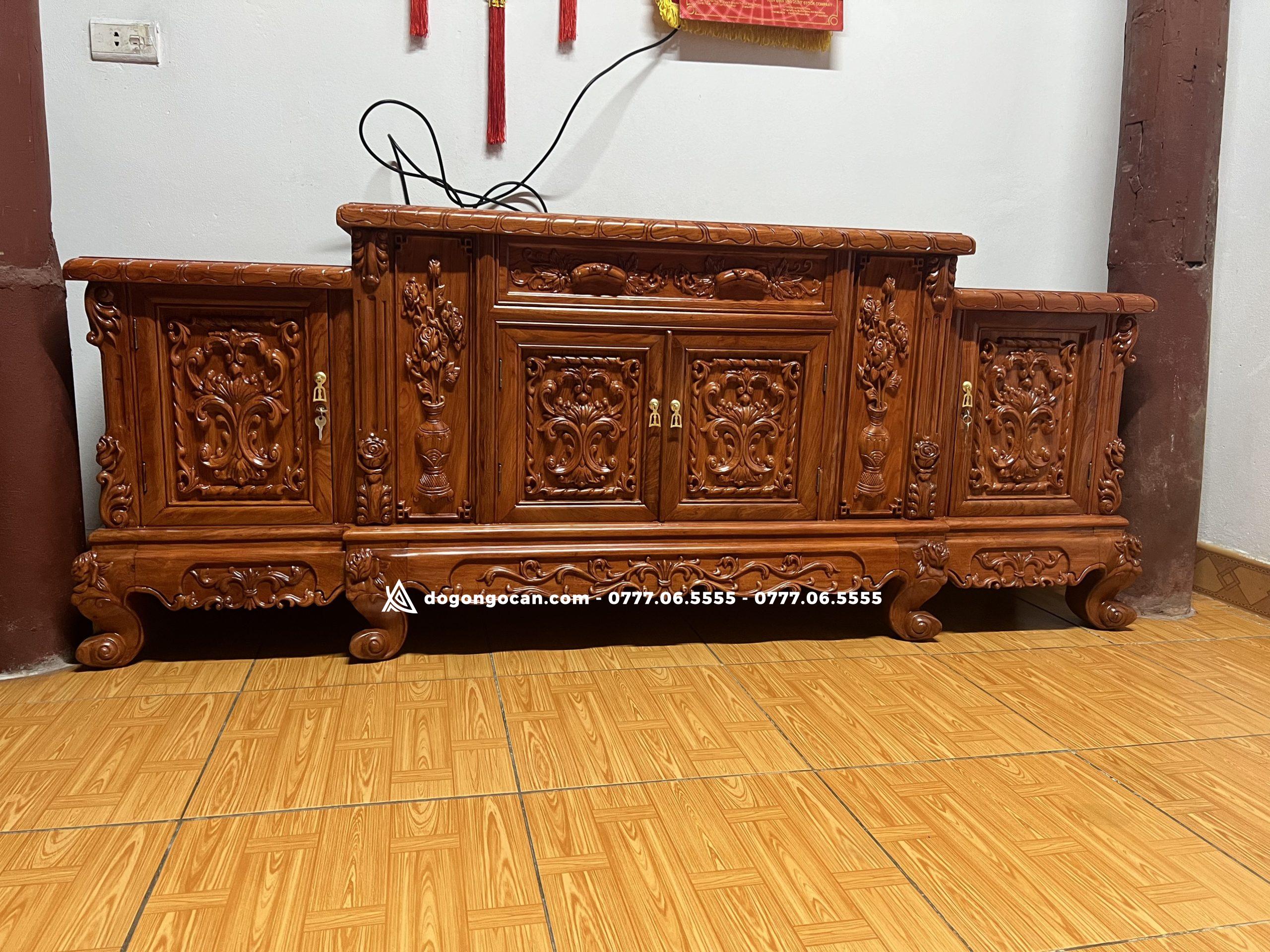 Kệ Hoa Hồng mặt lồi gỗ hương 2m2 7 Kệ Hoa Hồng mặt lồi gỗ hương 2m2