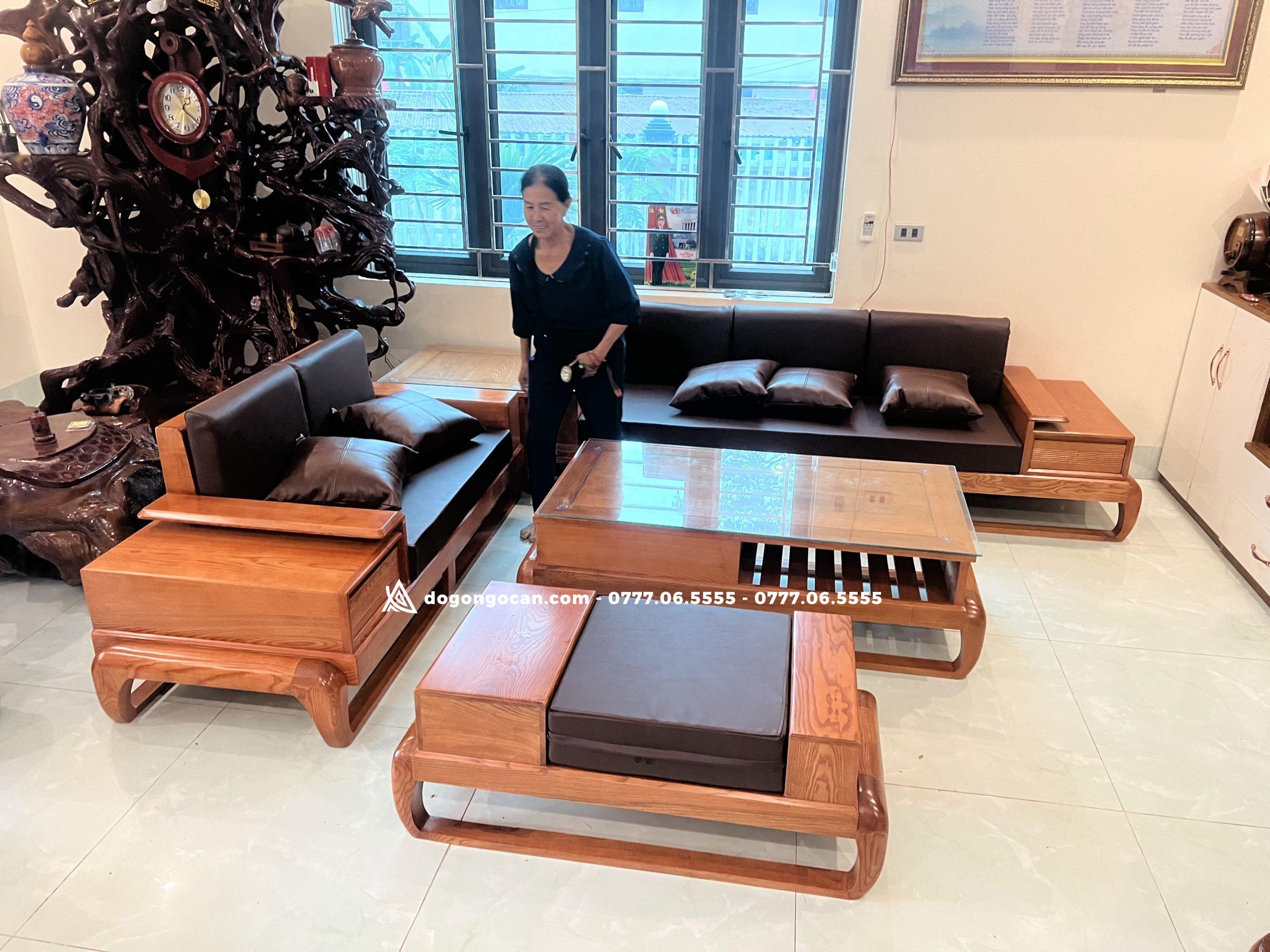 Bàn Ghế phòng khách Sofa góc zito gỗ sồi nga 2 Bàn Ghế phòng khách Sofa góc zito gỗ sồi nga