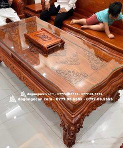 Bộ bàn ghế hoàng gia chân 16 mặt tràn siêu víp gỗ hương đá 8 1 3