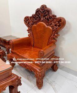 Bộ bàn ghế phòng khách gỗ hương đá mẫu Hoàng Gia chân 16cm 6 món 9 1 4