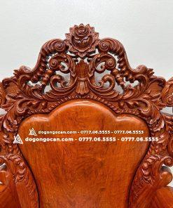 Bộ bàn ghế phòng khách gỗ hương đá mẫu Hoàng Gia chân 16cm 6 món 8 1 5